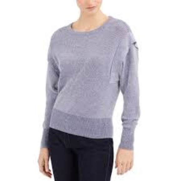 INC Rib Steel Blue Sweater w/ Accent on shoulders - Picture 1 of 8
